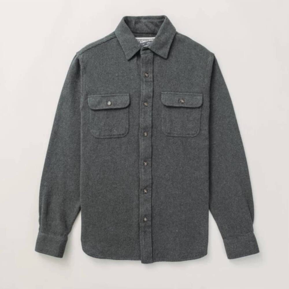 NEW SCHOTT men flannel work shirt in heather grey